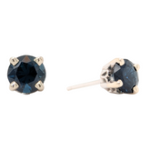 14K White Gold Scroll Ceylon Blue Sapphire Stud Earrings